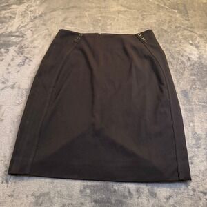 White House Black Market Black Pencil Skirt Womens Size 10 Knee Length Zip Front